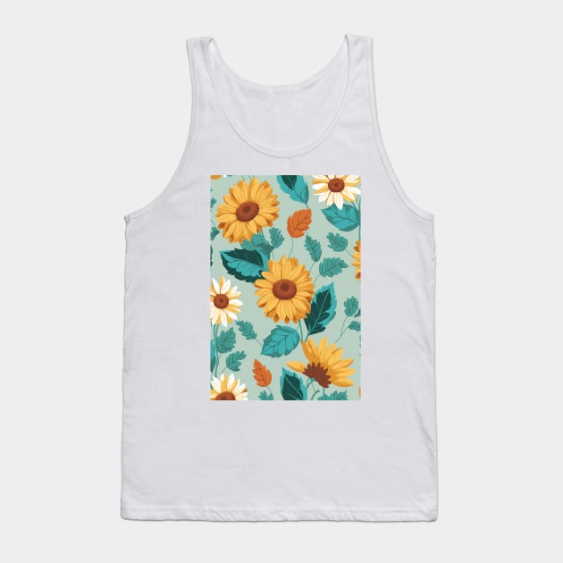 Pastel Colored Sunflowers Pattern Tank Top by MelihsDump